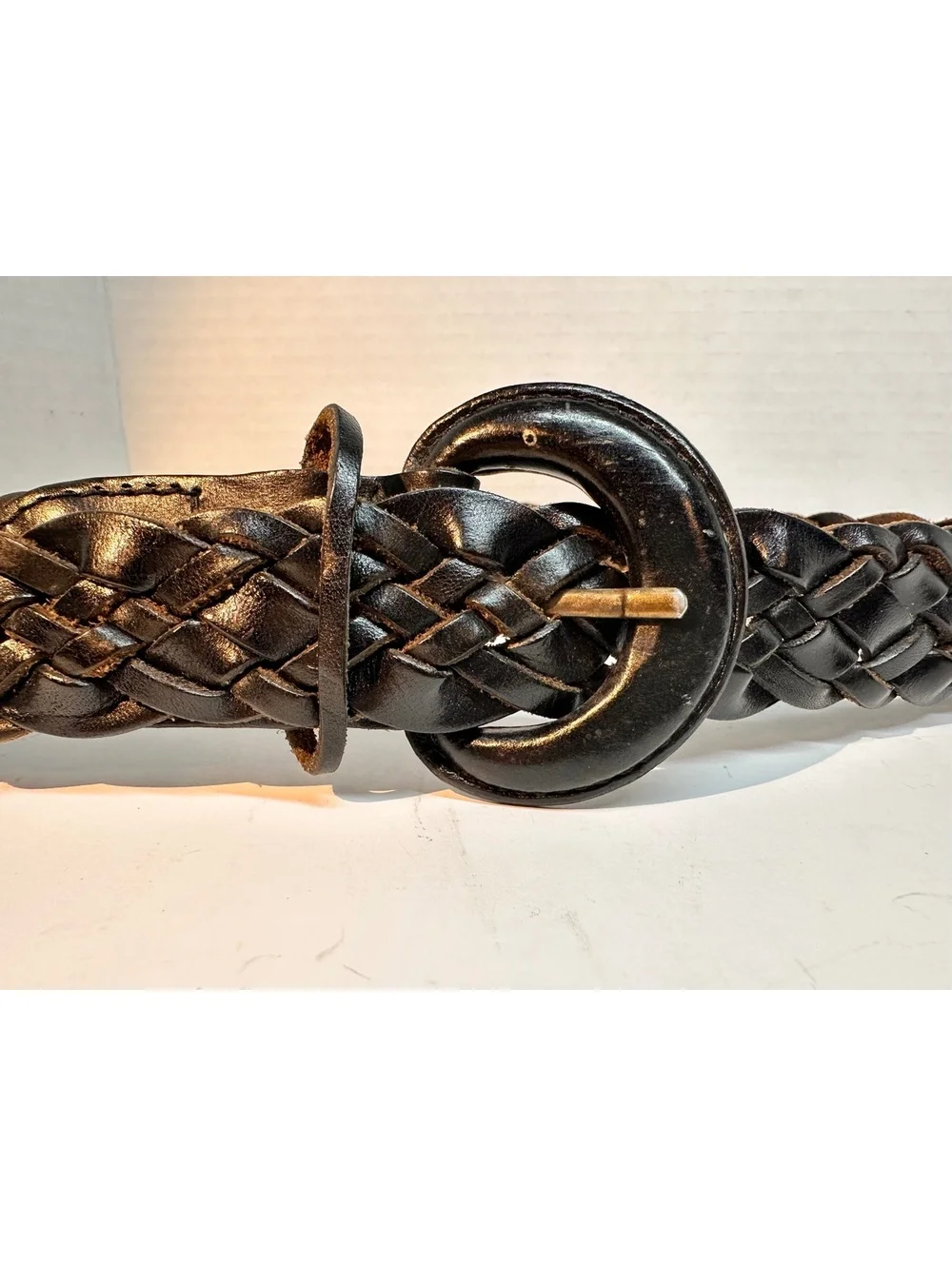 Vintage Omega Braided Black Leather Belt